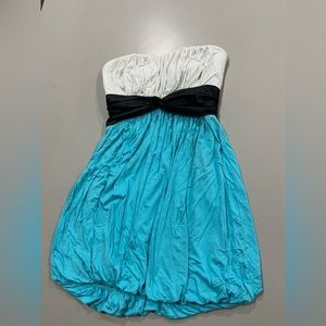 Strapless blue dress